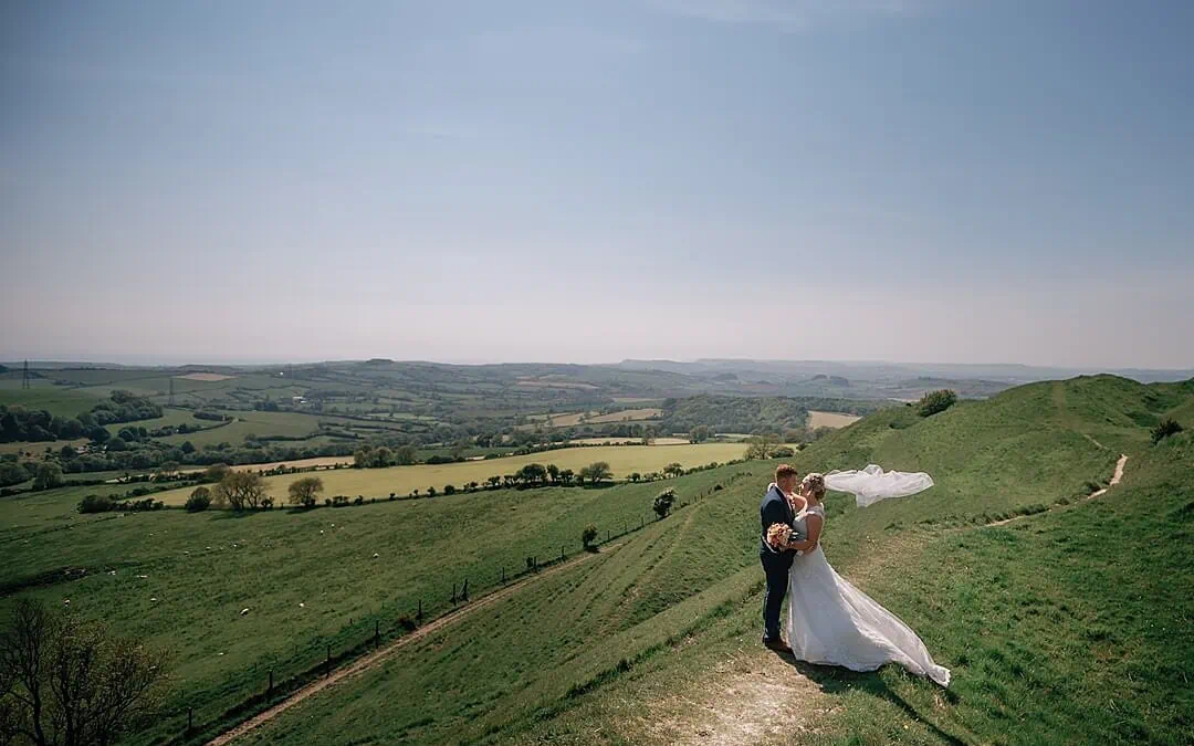couple portraits on a hill in Dorset