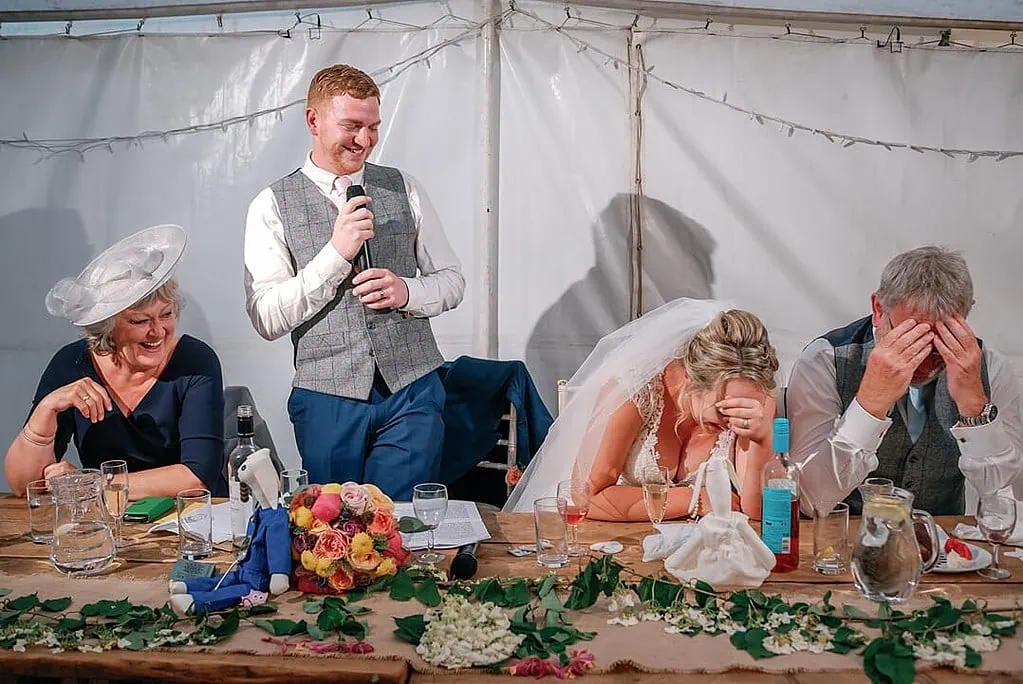 bride's reaction to her husband's speech