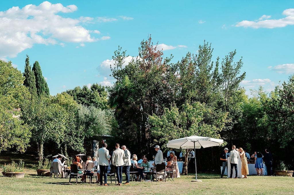 guests during the cocktail hour in siena tuscany italy