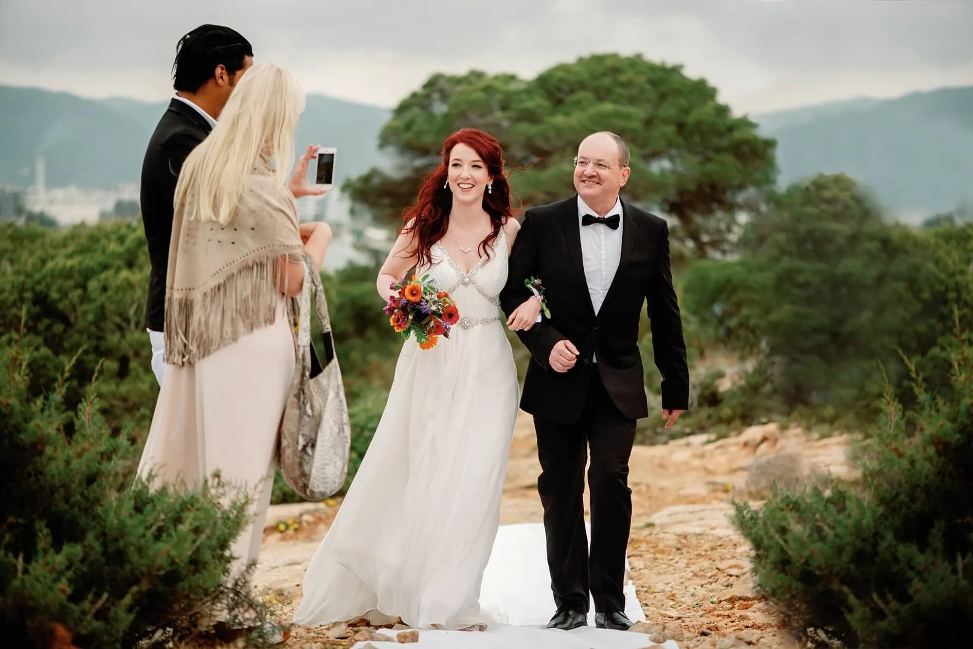 Arrival of the bride in Ibiza