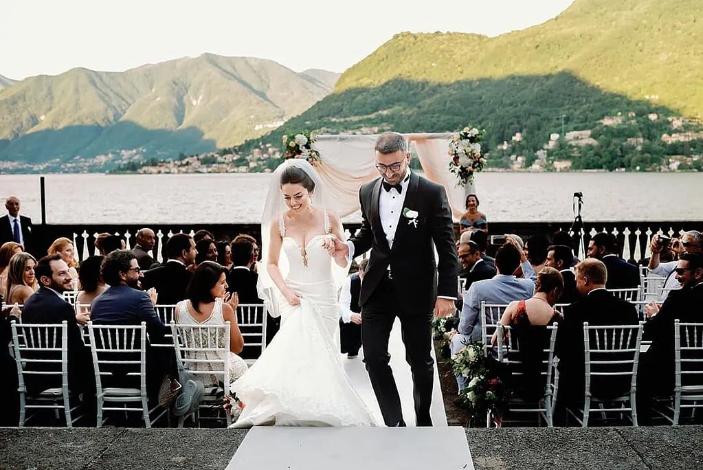 bride and groom at Villa Pizzo