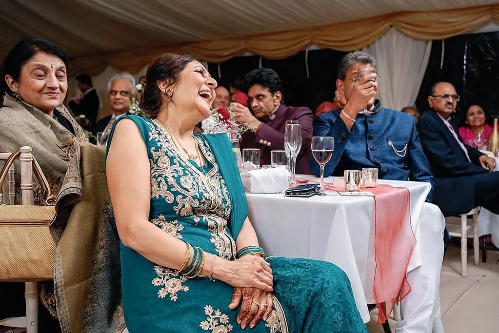 laughter during the wedding speeches