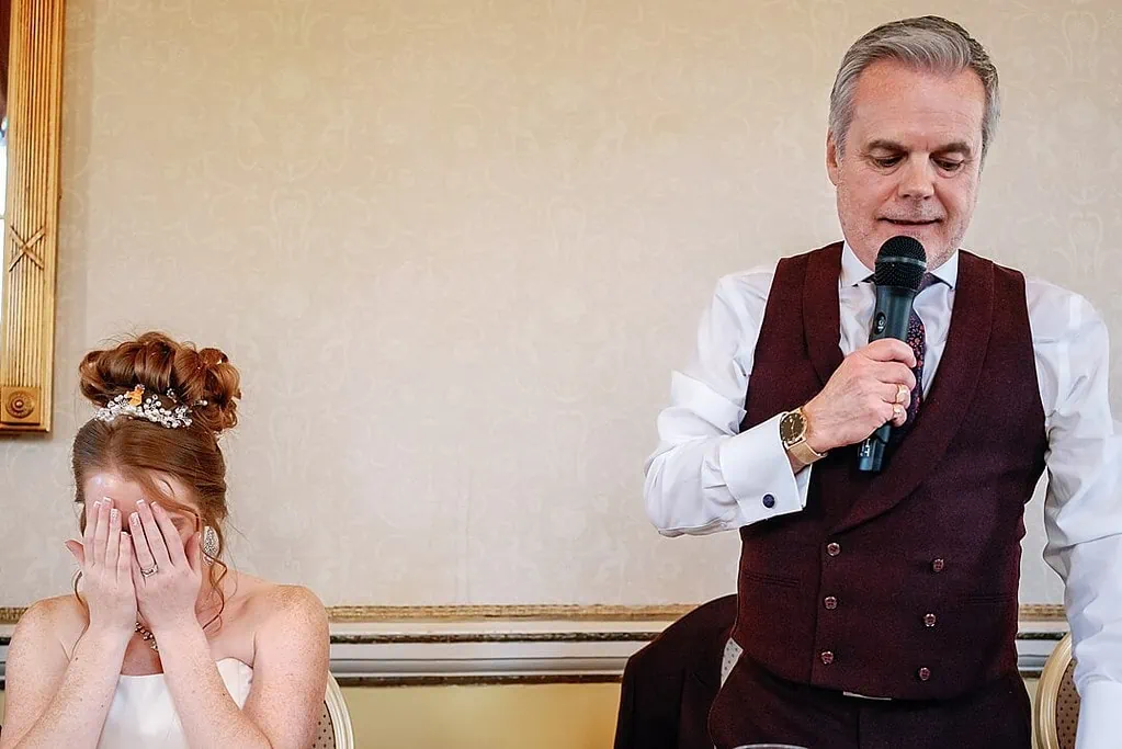 father of the bride's speech and bride's reaction