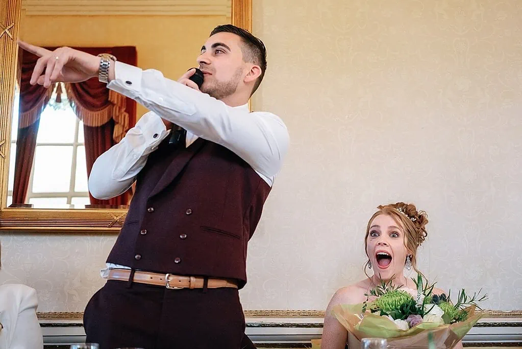 groom's speech and bride's reaction