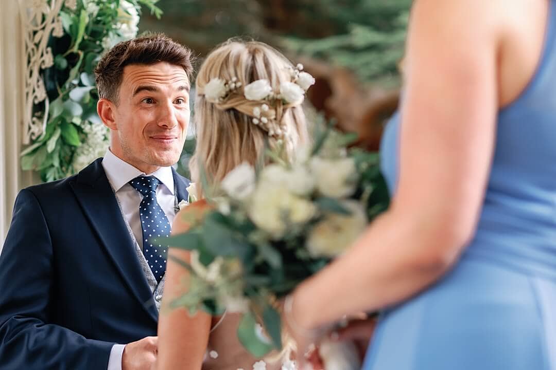 happy groom at Pennyhill Park