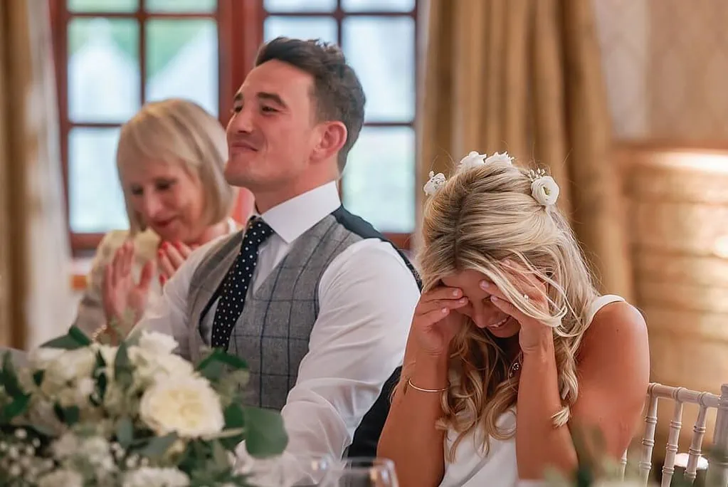 bride reaction at Pennyhill Park