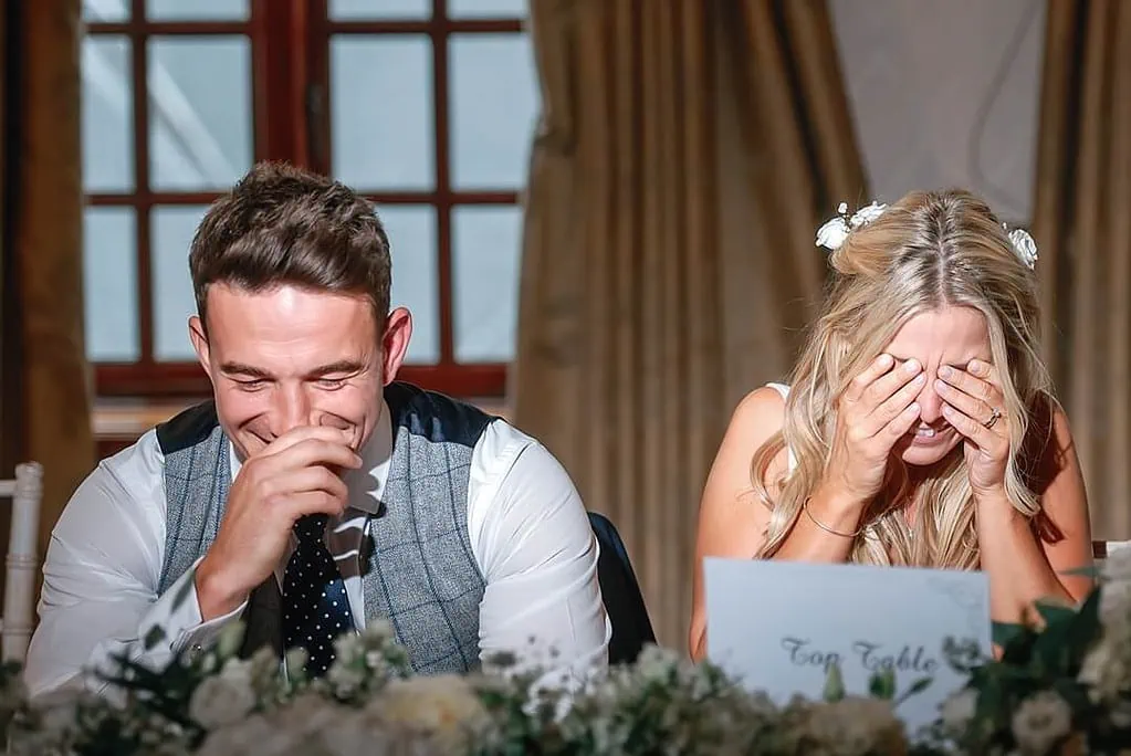 couple's reaction during the speeches
