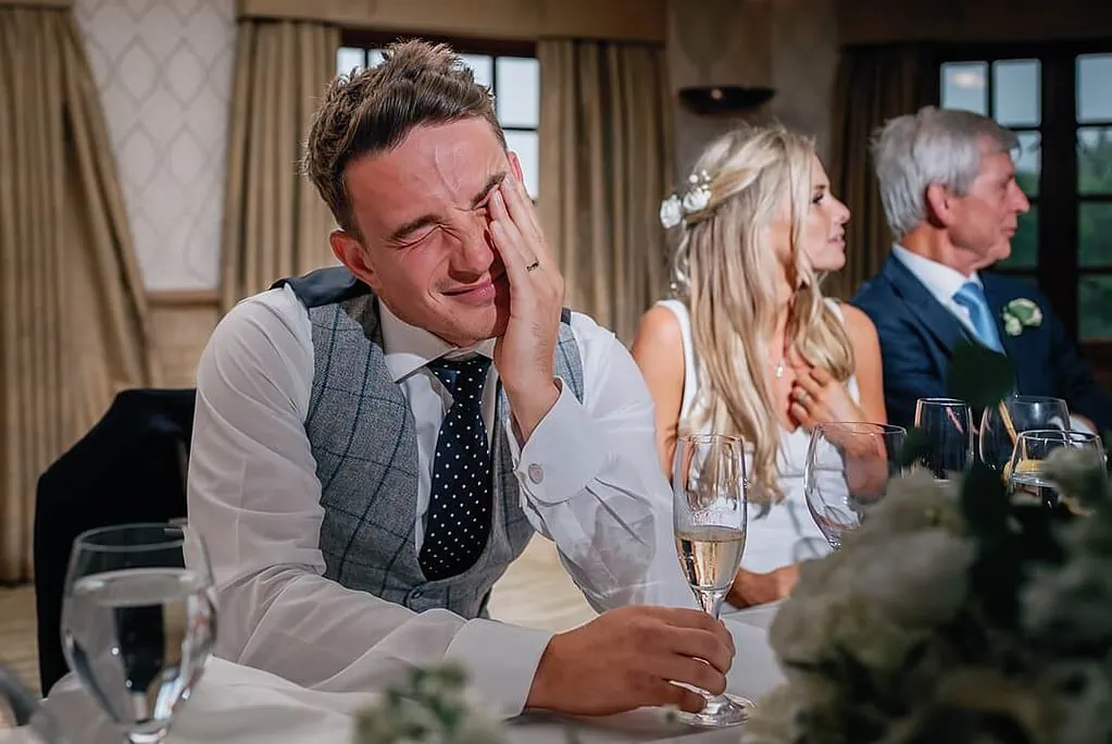 groom's reaction to the best man's speech