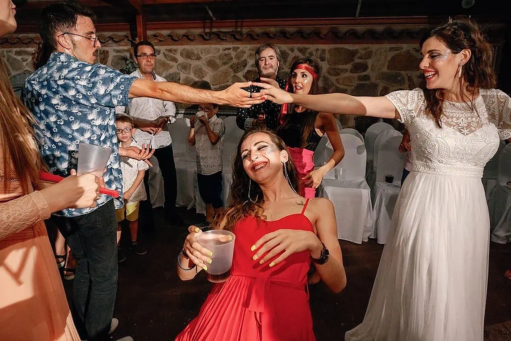 doing the limbo in Spain at the wedding