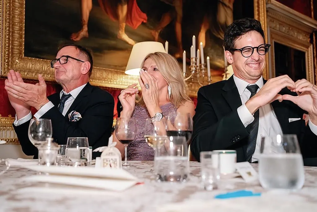 parents and best man's reaction to the groom's speech