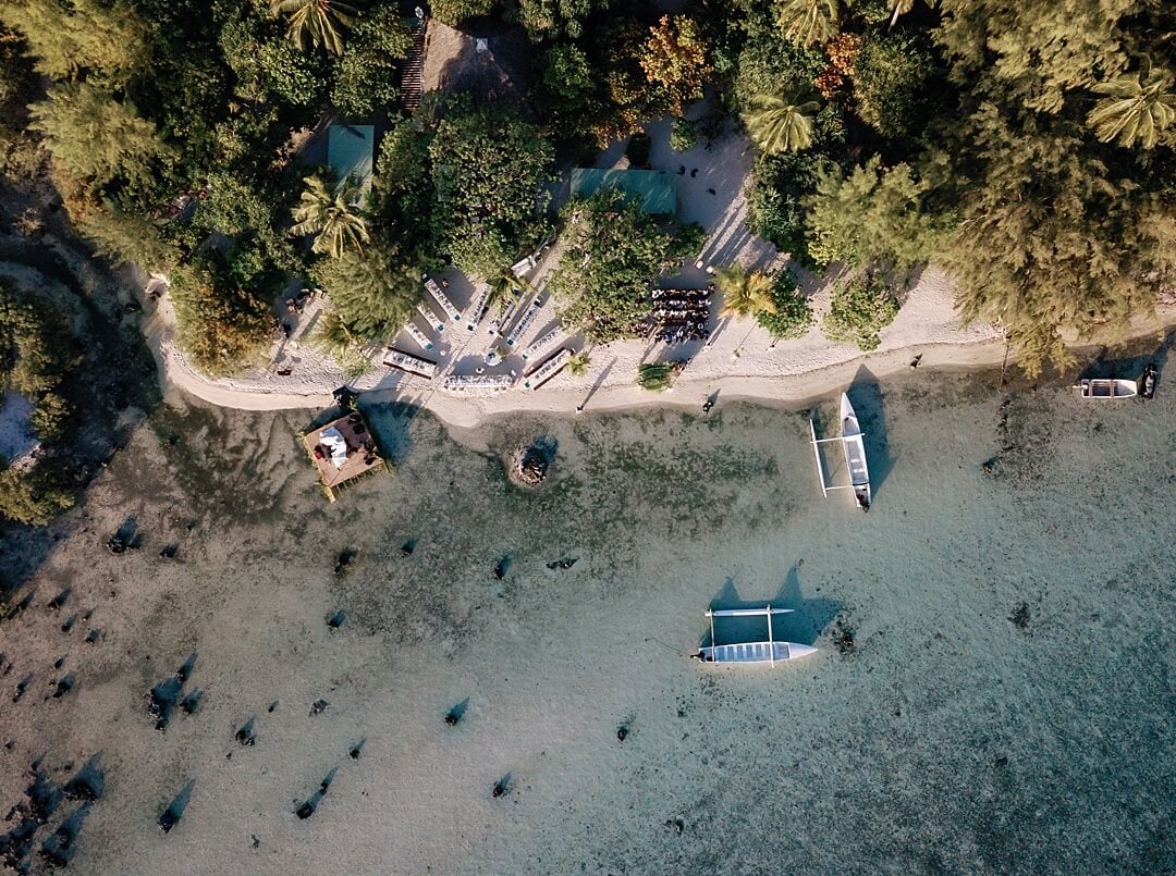 wedding ceremony and reception on Motu Tiahura, Moorea, Tahiti