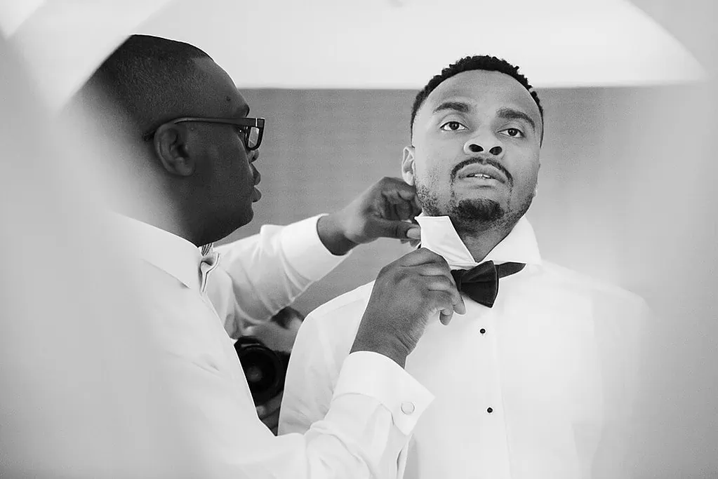 the groom getting ready
