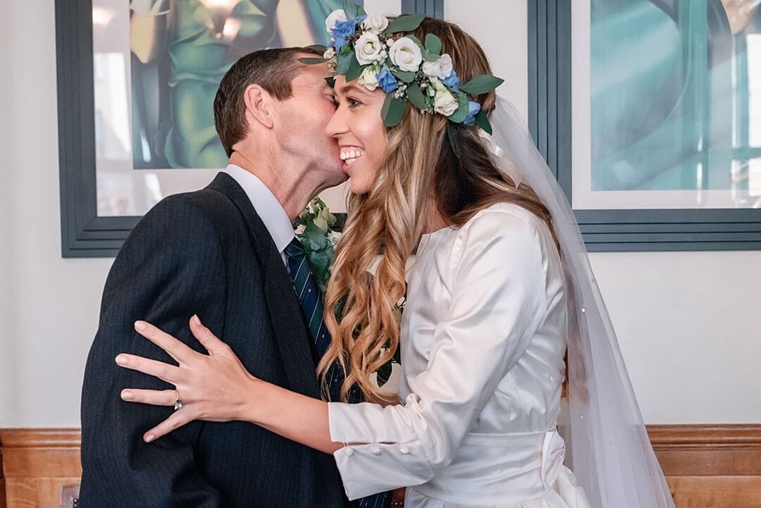 bride and her father at Wandsworth Town Hall