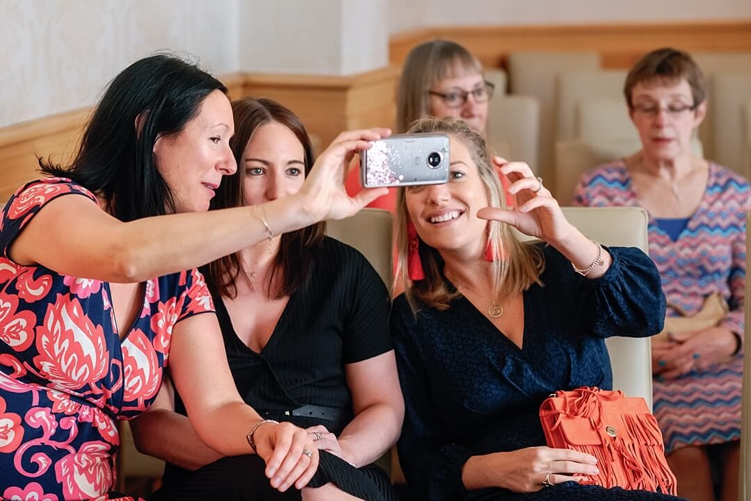 guests selfie at Wandsworth Town Hall Wedding Photography