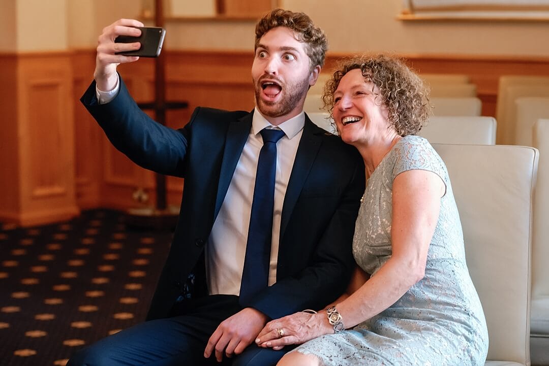 selfie of guests Wandsworth Town Hall Wedding Photography