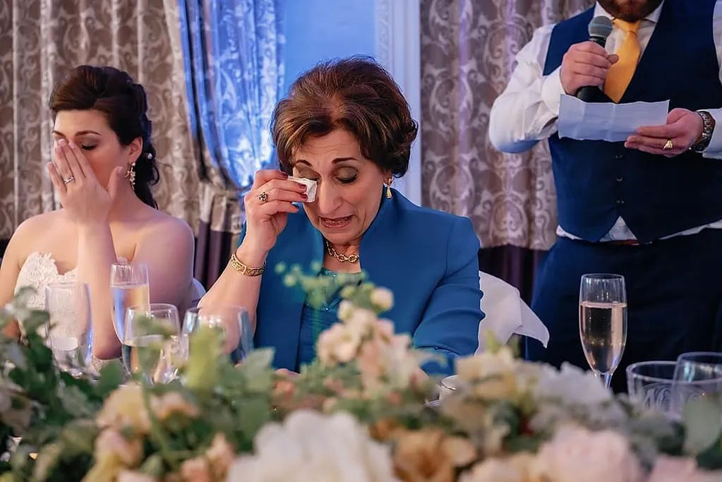 crying bride and and bride's mother during the speech