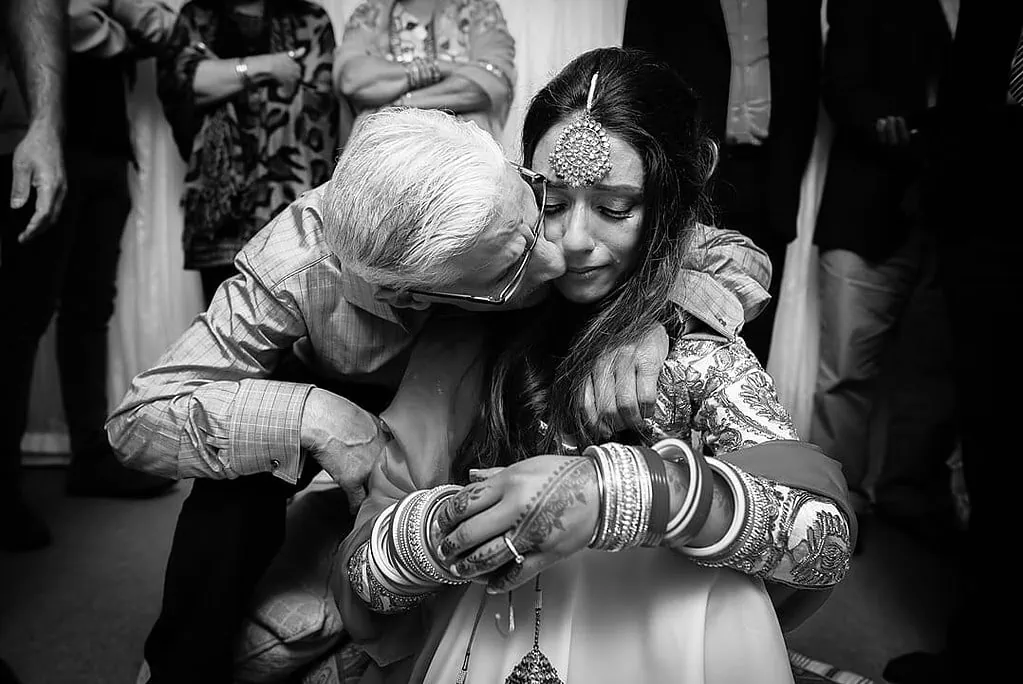 emotional bride and father of the bride