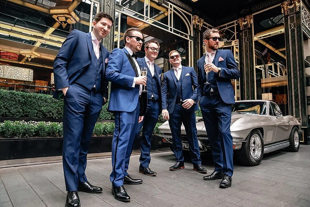 Groom and groomsmen at The Savoy Hotel