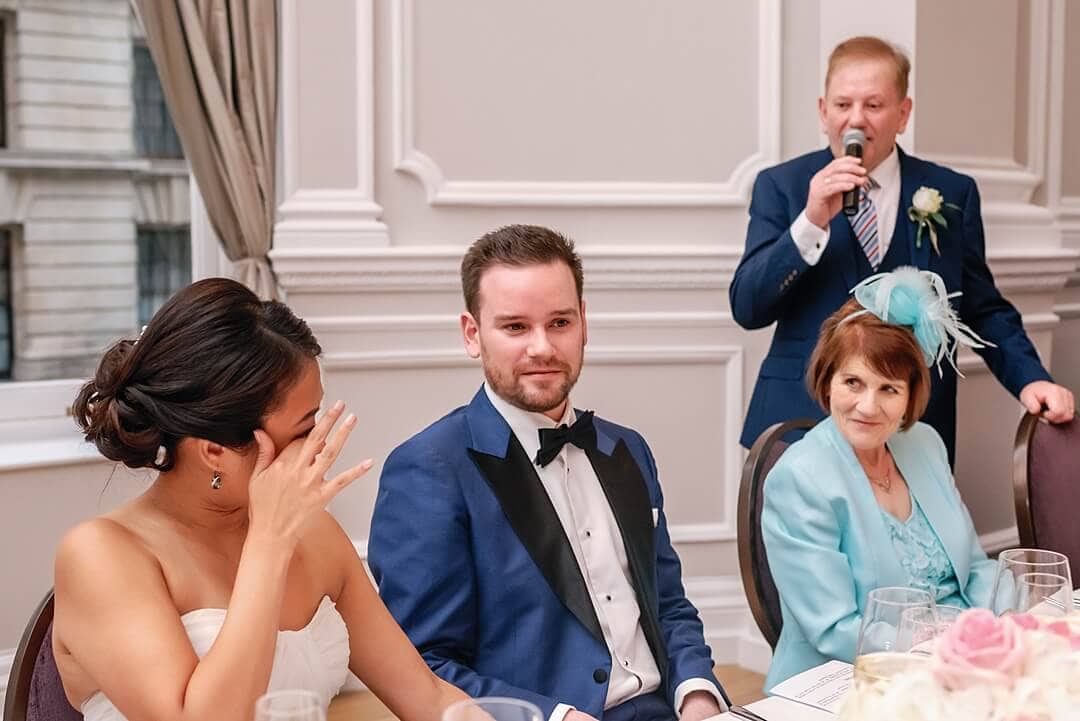 emotional bride during the speeches at The Corinthia Hotel