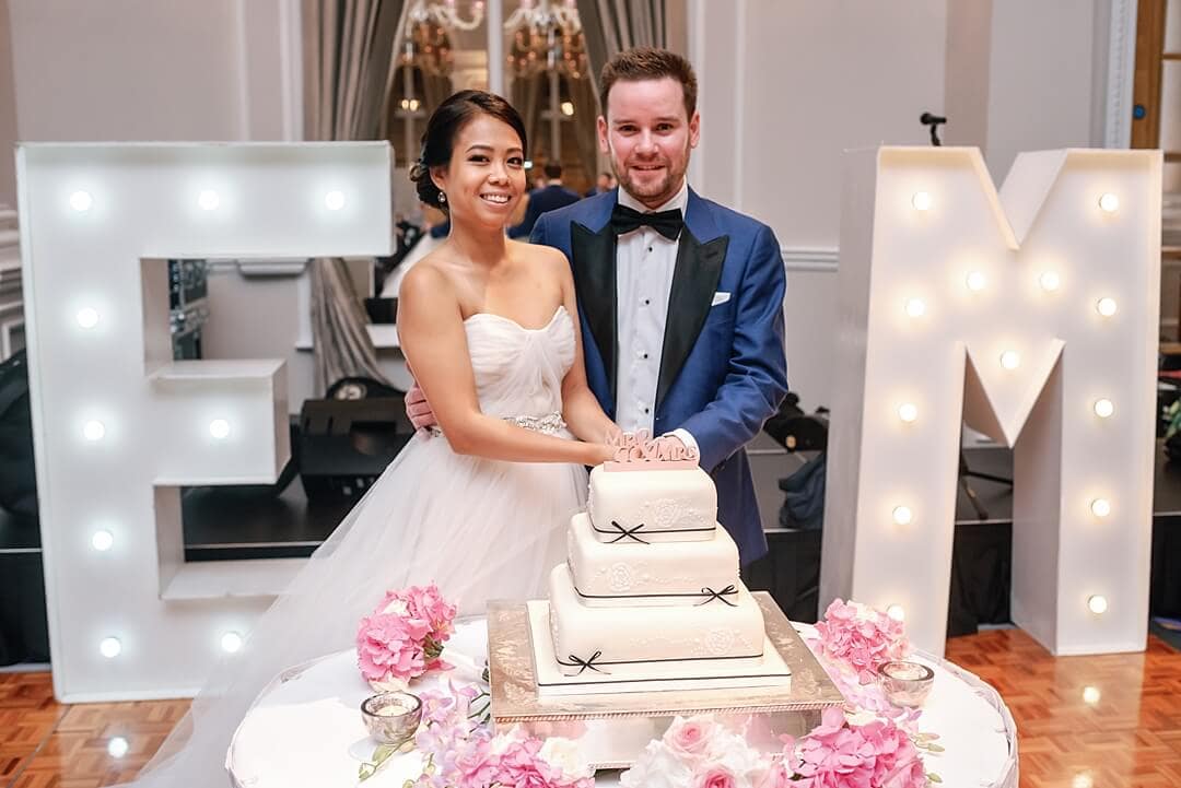 The cake cut in The Ballroom at the London Corinthia Hotel