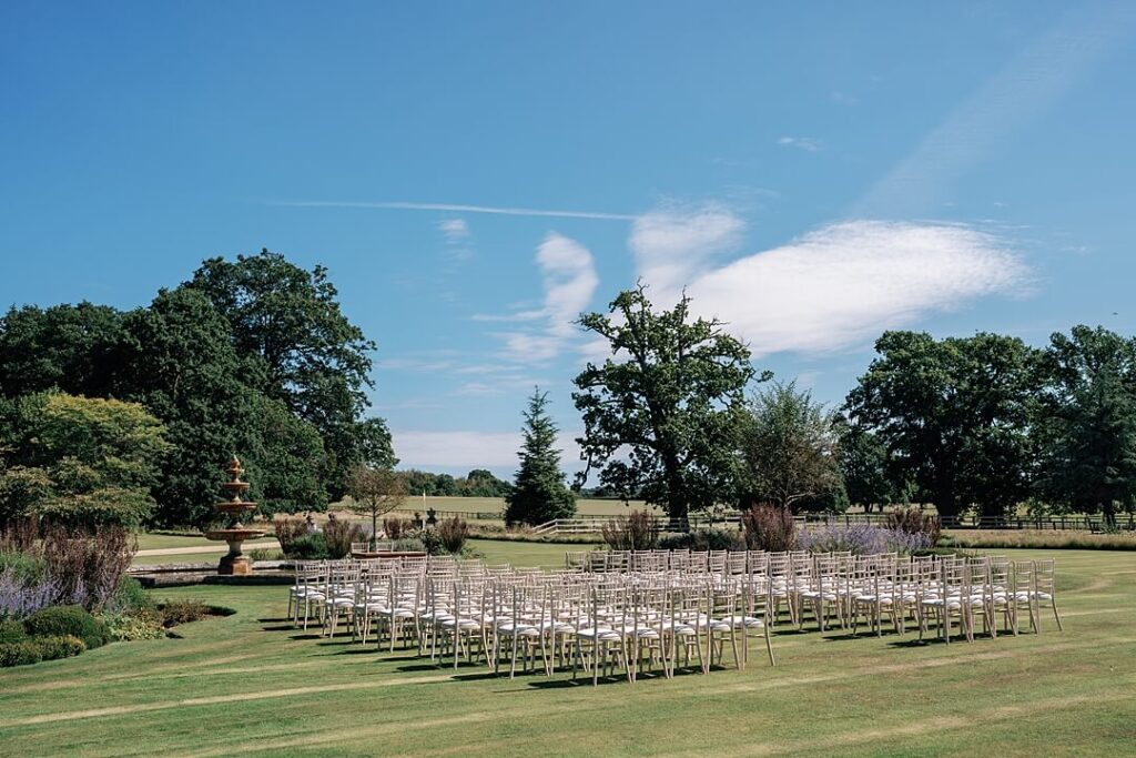outdoor wedding ceremony at cowdray house