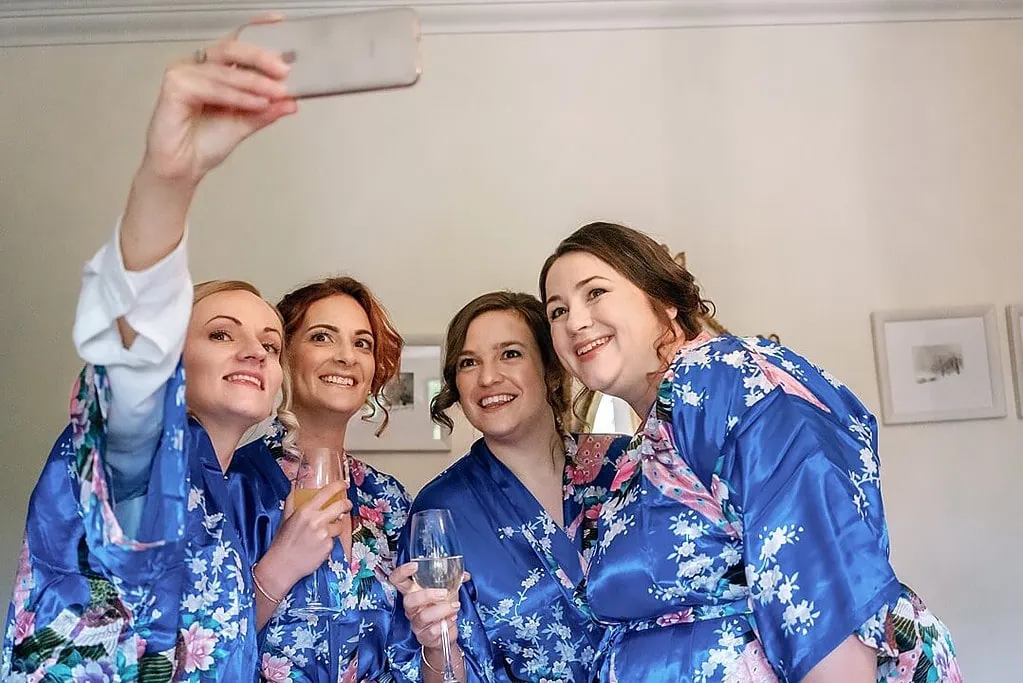 bridesmaids selfie at Great Fosters