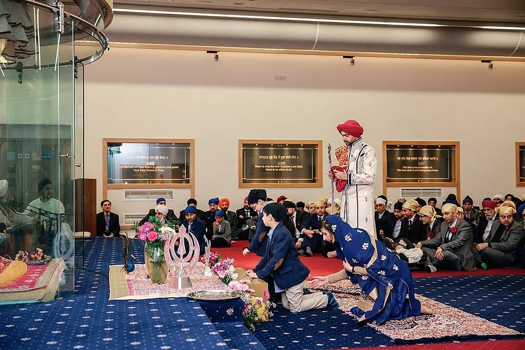 the wedding ceremony at Guru Nanak Gurdwara