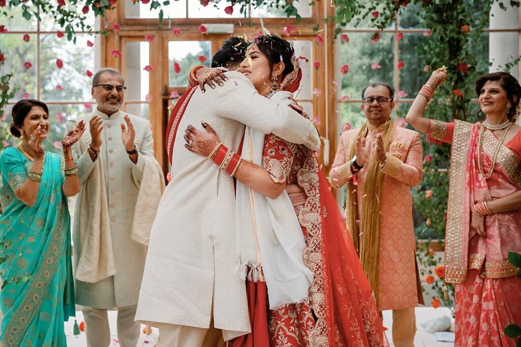 hugs at the wedding