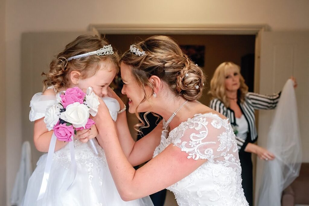 bride and flowergirl at the hotel