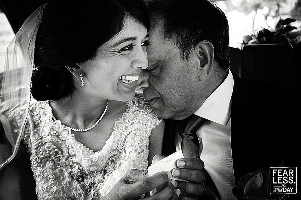 Emotional Bride with Dad before the wedding ceremony