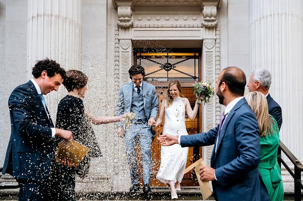 Confetti at The Old Marylebone Town Hall